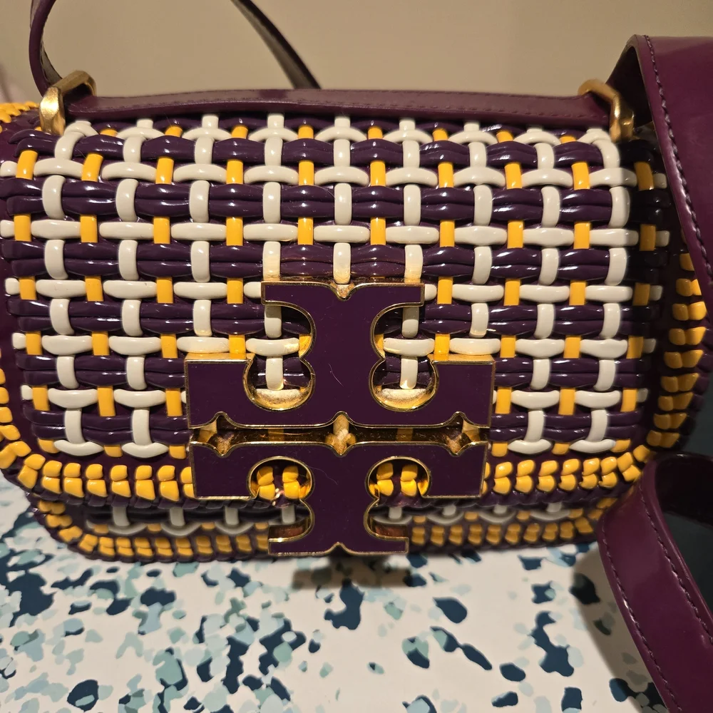 Tory Burch Purple and Yellow Woven Crossbody - Picture 3 of 4